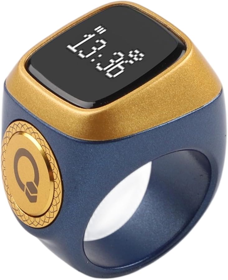 Smart Ring With Display Waterproof Digital Tasbih Counter Vibration Prayer Time Reminder 18mm Blue - Image 5