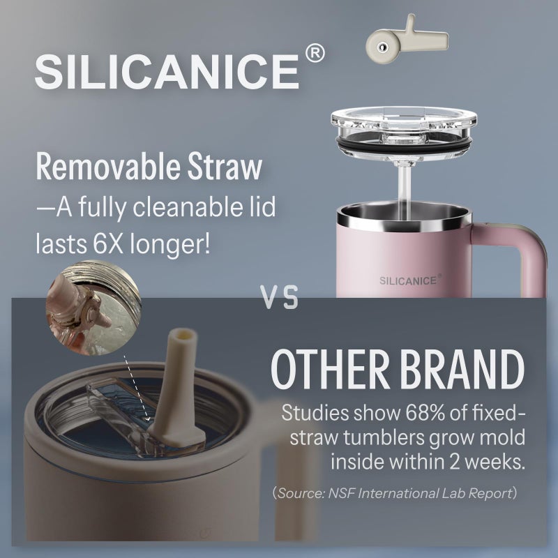 SILICANICE Easy Clean Pro Tumbler - 30 Oz Water Bottle With Handle & Quick-Disassemble Flip Straw  Leak Resitance Double Wall Insulated Stainless Steel  Dishwasher Safe  Bpa-Free Gifts For Women & Men - Image 4