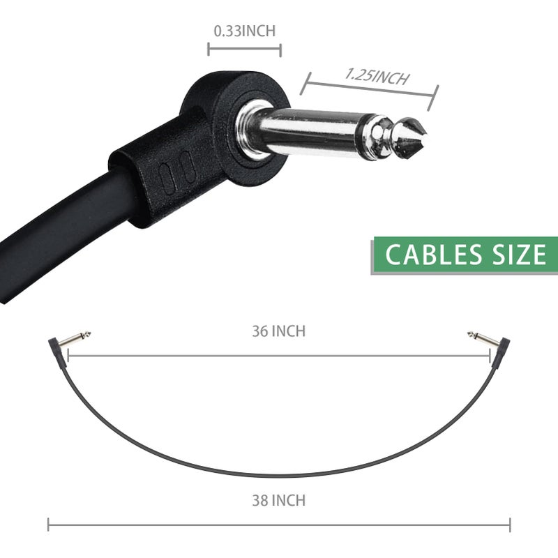 GOGHOST 3FT Guitar Patch Cables, 1/4" TS Right Angle Effect Pedal Flat Cables - Image 4