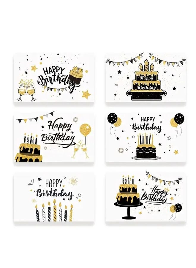 Black Golden Vertical Birthday Cards Set Of 6 With Envelopes And Stickers - Image 5