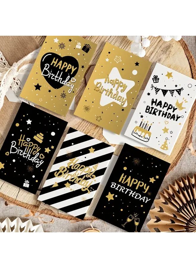 Black Golden Vertical Birthday Cards Set Of 6 With Envelopes And Stickers - Image 1
