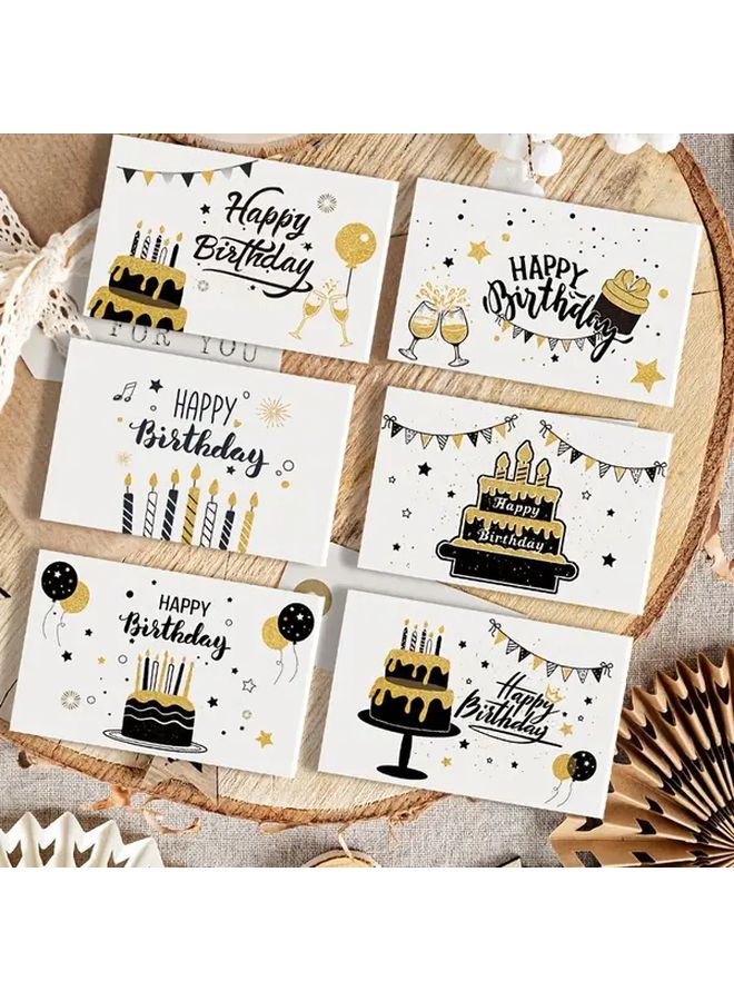 Black Golden Vertical Birthday Cards Set Of 6 With Envelopes And Stickers - Image 4