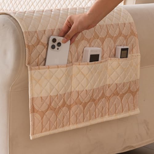 House of Quirk Quilted Printed Sofa Cover for Indian Sofa Set – Washable, Durable & Soft Fabric Protector (Beige Loop, Two Seater) - Image 2