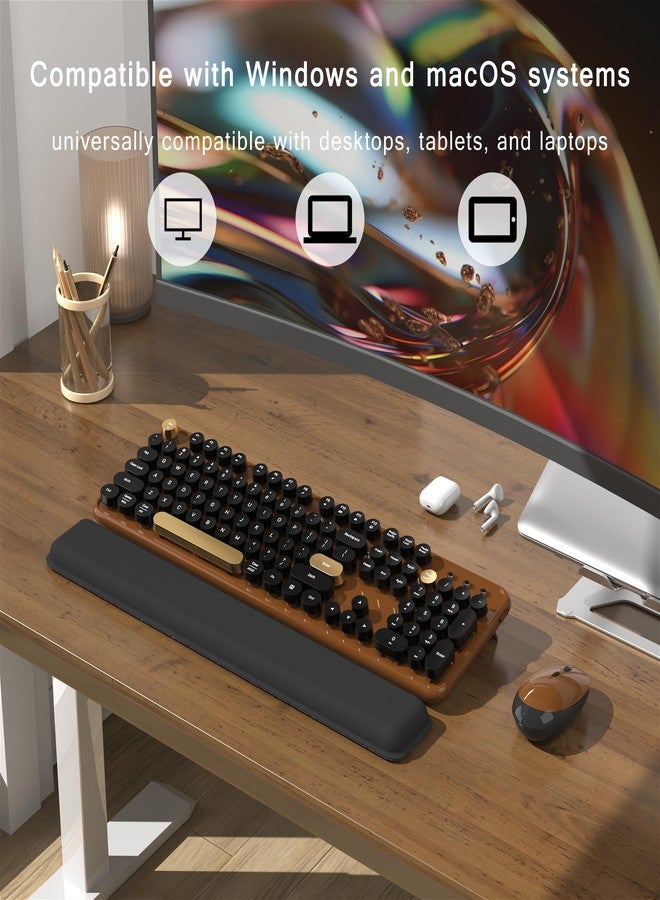 MPTOG Colorful Wireless Keyboard and Mouse Combo for Computer with Round Typewriter Keycaps Retro Design Power Switch Ergonomic Design Wireless 2.4GHz - Image 3