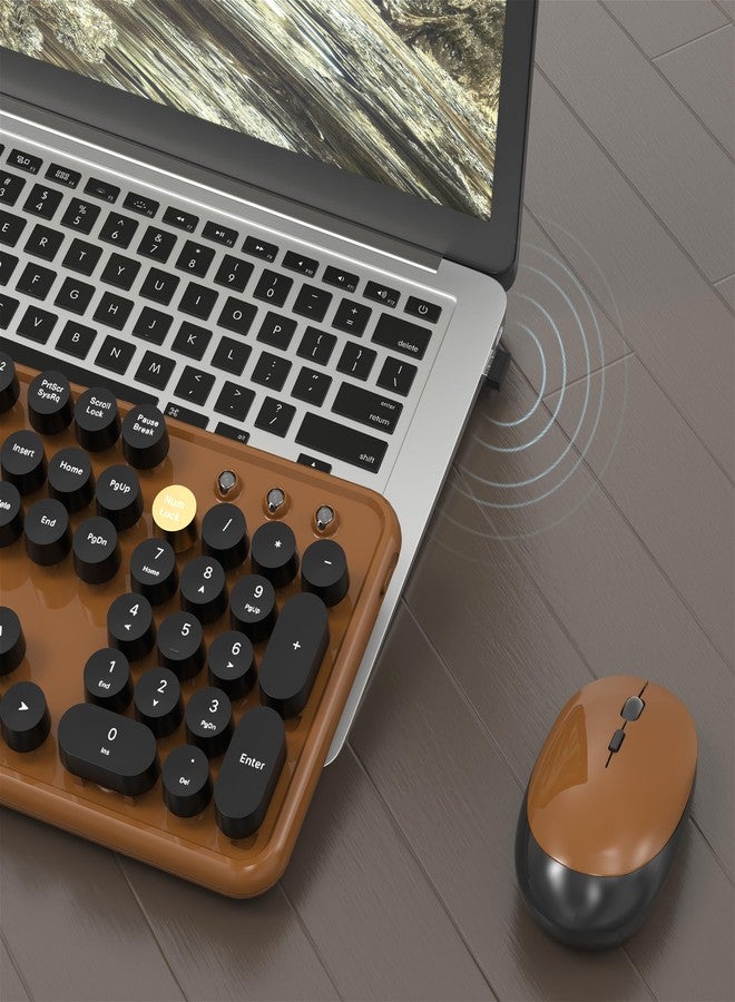 MPTOG Colorful Wireless Keyboard and Mouse Combo for Computer with Round Typewriter Keycaps Retro Design Power Switch Ergonomic Design Wireless 2.4GHz - Image 4