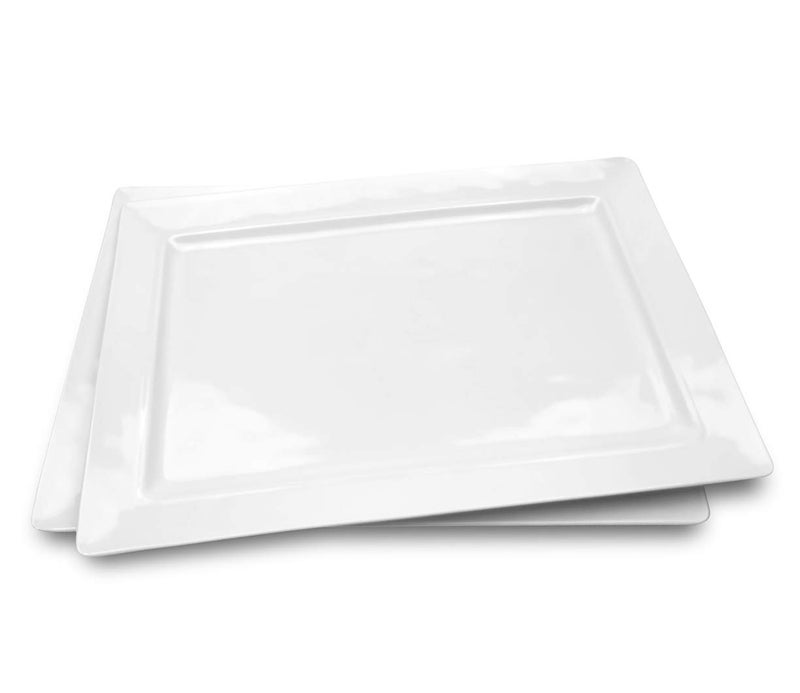 Melamine Serving Tray  2 Piece 15875 x 10875 100 Melamine Rectangular PlatterWhite Color  ShatterProof and ChipResistant Dishwasher Safe and BPA Free