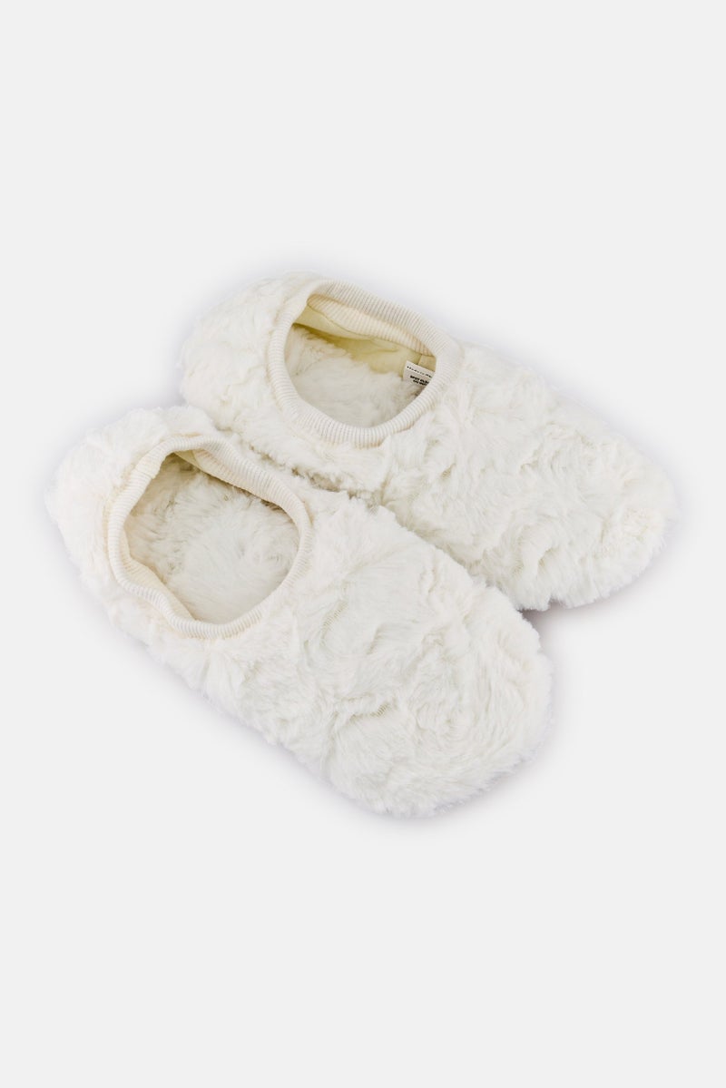 Mixit شبشب منزلي للنساء برباط مزيف من الفرو، عاجي - Image 4