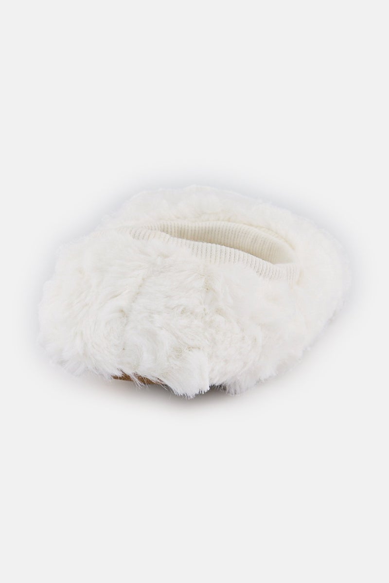 Mixit شبشب منزلي للنساء برباط مزيف من الفرو، عاجي - Image 2