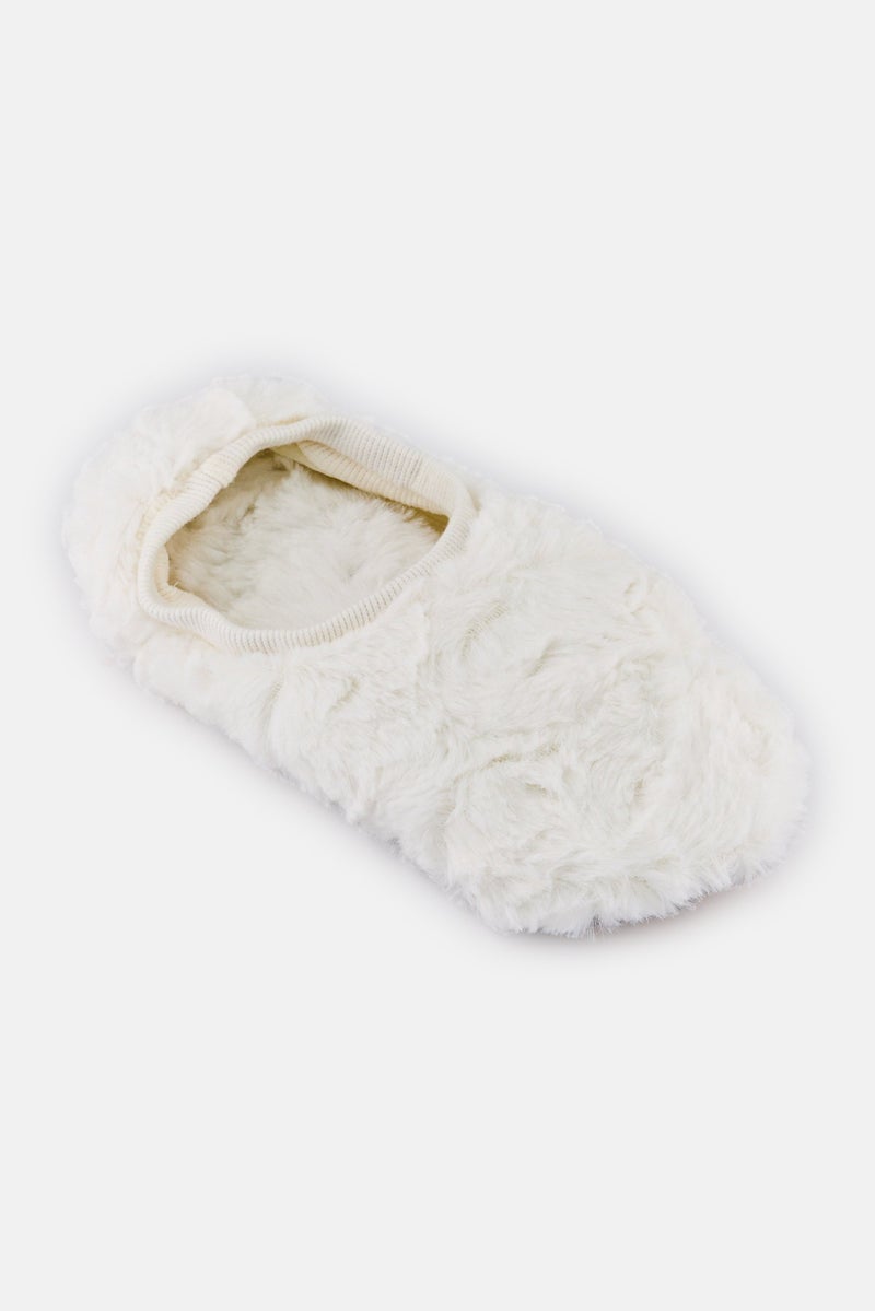 Mixit شبشب منزلي للنساء برباط مزيف من الفرو، عاجي - Image 1