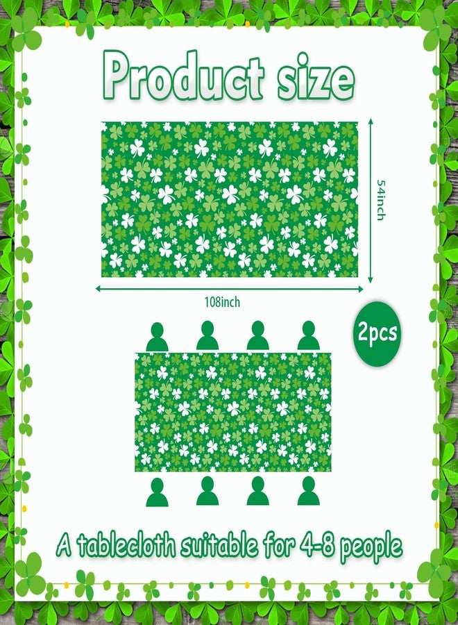 Zeptrix St patricks Day Decorations,2Pcs 54”x108”Shamrock Tablecloth Waterproof Irish Green St Patricks Table Cloth St patrick's Day Party decorations Outdoor Indoor Dining Room Mantel Supplies(Green Clover) - Image 2