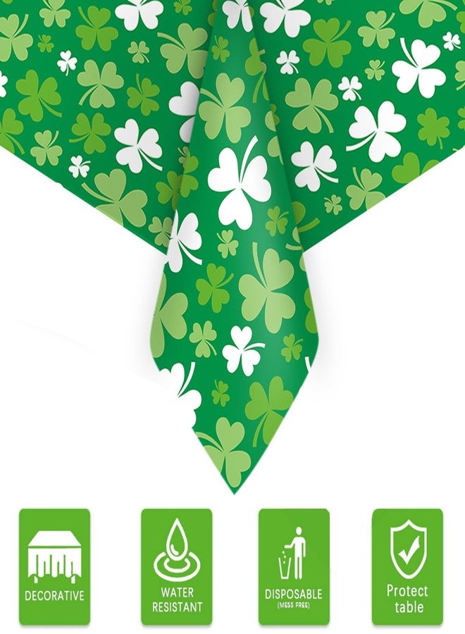 Zeptrix St patricks Day Decorations,2Pcs 54”x108”Shamrock Tablecloth Waterproof Irish Green St Patricks Table Cloth St patrick's Day Party decorations Outdoor Indoor Dining Room Mantel Supplies(Green Clover) - Image 3