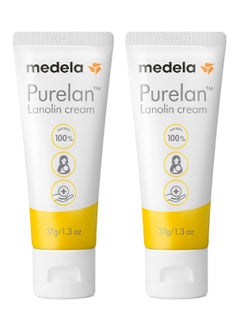 Medela Purelan 37g Lanolin Cream Pack of 2 - Fast Relief for Sore and Dry Skin, 100% Natural, Hypoallergenic, Dermatologically Certified and Free from Fragrance  - Image 1