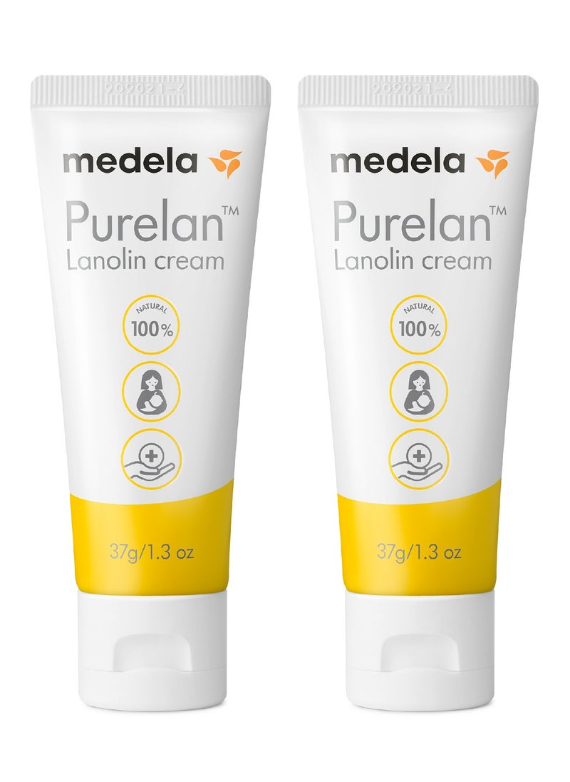 Medela Purelan 37g Lanolin Cream Pack of 2 - Fast Relief for Sore and Dry Skin, 100% Natural, Hypoallergenic, Dermatologically Certified and Free from Fragrance  - Image 1