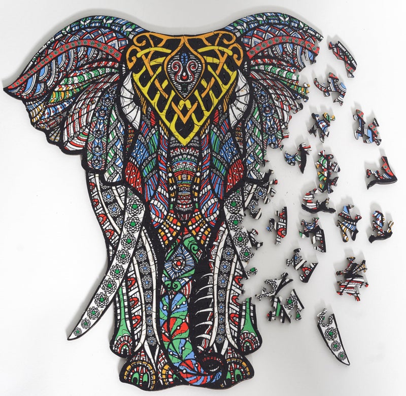 HARTMAZE Wooden Jigsaw Puzzles Decorative Elephant HM-06 Small Size Puzzle 171 Unique Shape Jigsaw Pieces-Beautiful Animal for Adults and 9 Years Age up Teens- Best for Family Game Play Collection. - Image 2