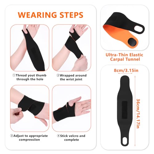 cobee 2 Pcs Wrist Brace Strap Wrist Brace for Carpal Tunnel Night Support UltraThin Elastic Compression Wrist Wraps for Left Right Hand Fitness Sports Tennis - Image 5
