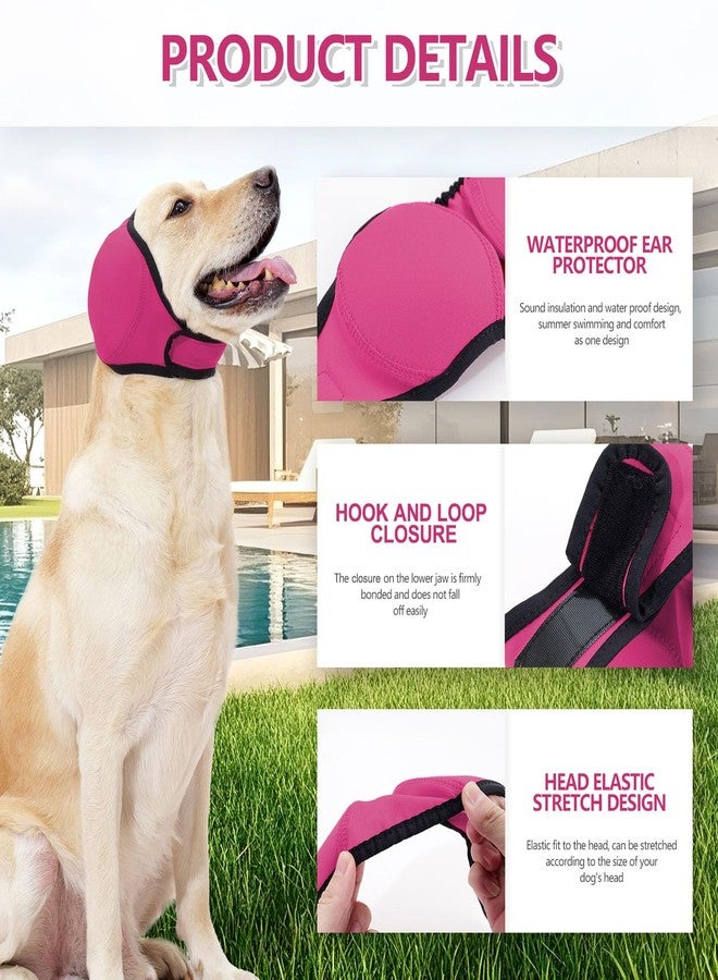 BECHANMIG Waterproof Dog Swim Hat Bath Cap,Pet Calming Head Cover Ear Wraps for Anxiety Relief_S(Rose Red) - Image 2