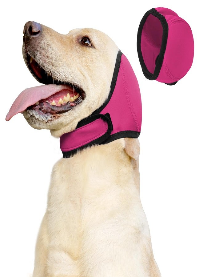BECHANMIG Waterproof Dog Swim Hat Bath Cap,Pet Calming Head Cover Ear Wraps for Anxiety Relief_S(Rose Red) - Image 1