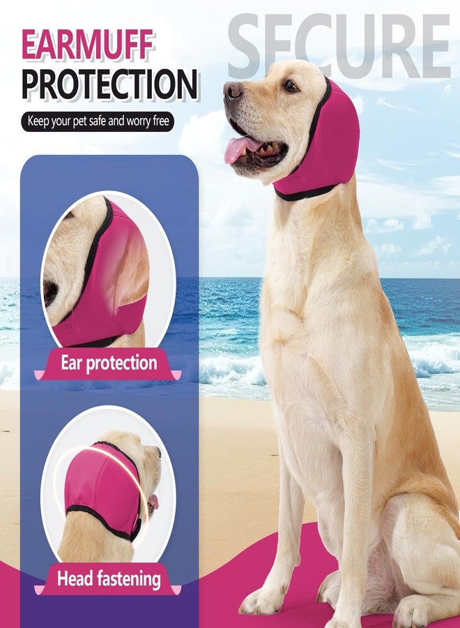 BECHANMIG Waterproof Dog Swim Hat Bath Cap,Pet Calming Head Cover Ear Wraps for Anxiety Relief_S(Rose Red) - Image 4