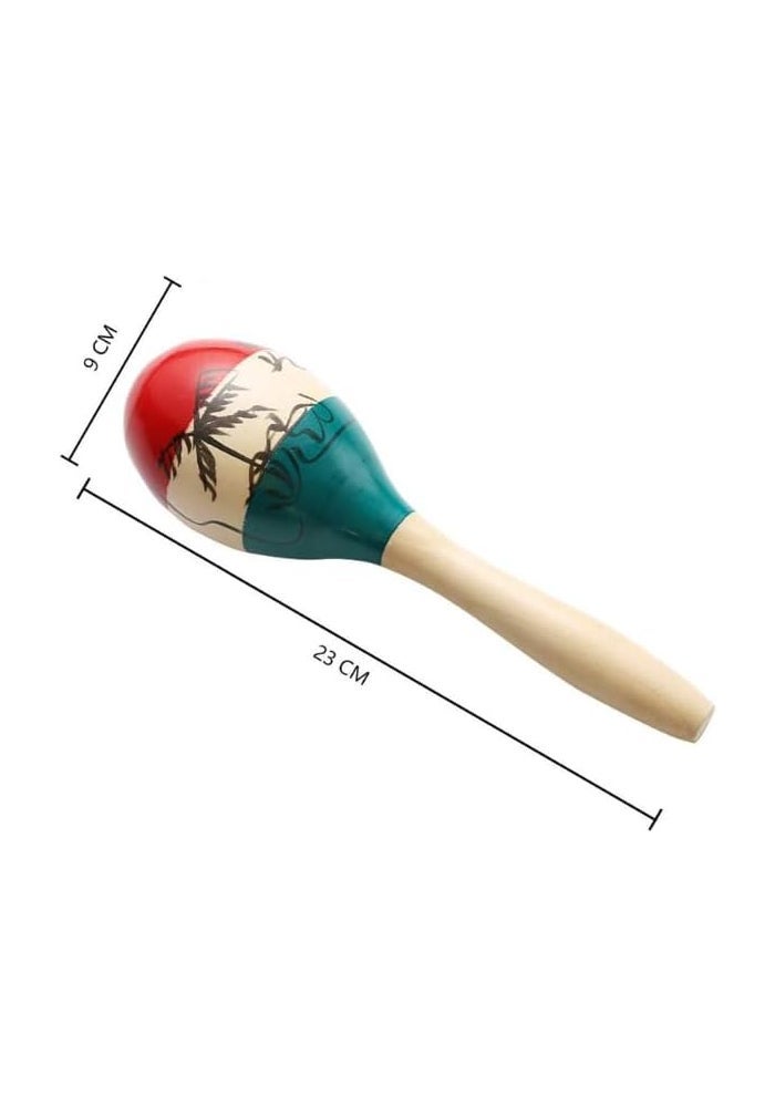 MegArya Mexican Maracas Wooden Tri Color Painted Set - 9" Large - Image 3