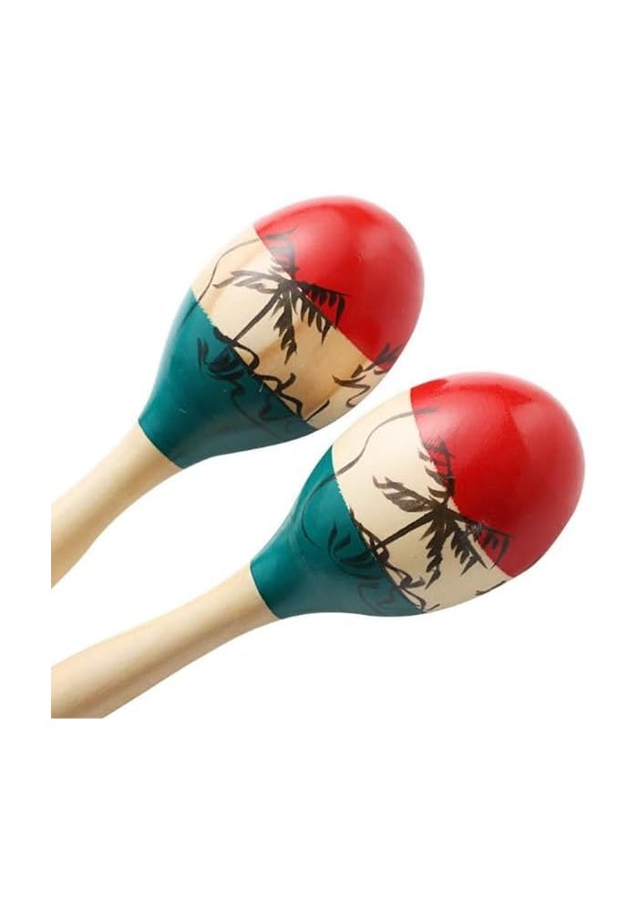 MegArya Mexican Maracas Wooden Tri Color Painted Set - 9" Large - Image 5