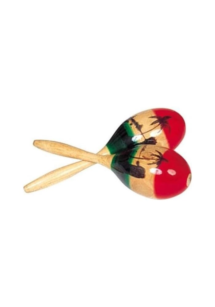 MegArya Mexican Maracas Wooden Tri Color Painted Set - 9" Large - Image 1