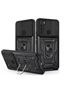 Case Cover Shockproof Window Protective Case with Camera Protection and Metal Ring Compatible with   Redmi Note 8  (Black)