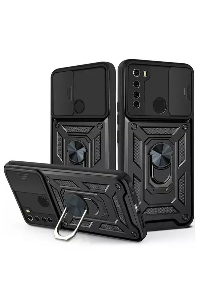 Generic - Case Cover Shockproof Window Protective Case with Camera Protection and Metal Ring Compatible with   Redmi Note 8  (Black) - Image 1