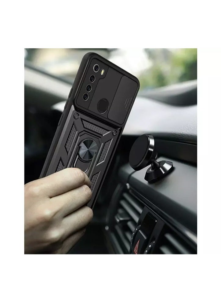 Generic - Case Cover Shockproof Window Protective Case with Camera Protection and Metal Ring Compatible with   Redmi Note 8  (Black) - Image 1