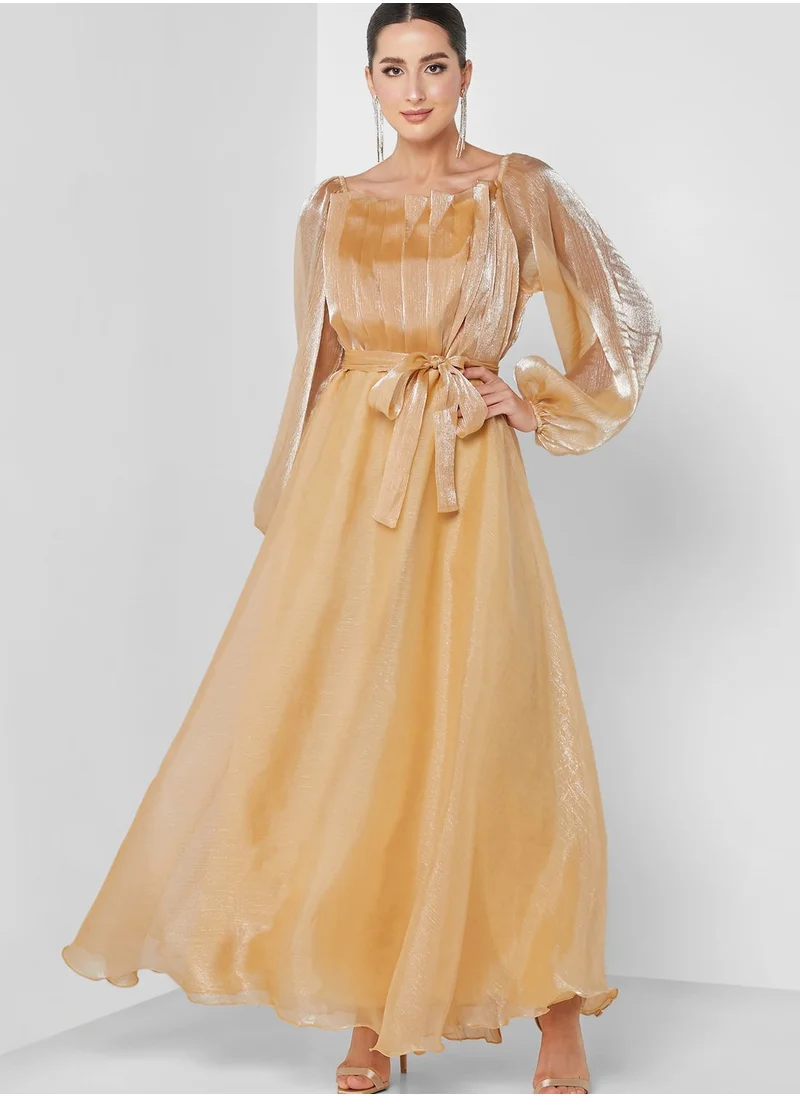 hayas closet Balloon Sleeve Belted Dress