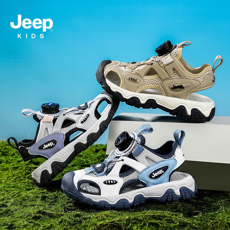 Jeep Boys Sandals Summer Wrapped-up Hollow Button sneaker 2025 New Children's Beach Shoes for Large Children - Image 5
