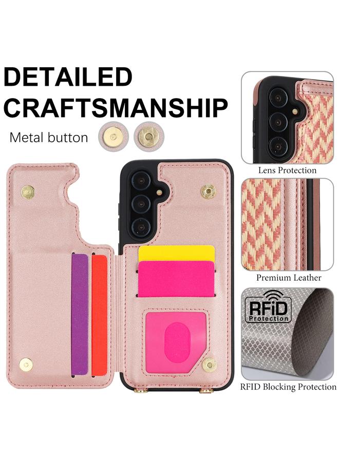 S-TOP Case For Samsung Galaxy A35 5G / 4G Double Bckle Card Slot Full Coverage Phone Case with Cross-body Strap - Image 3