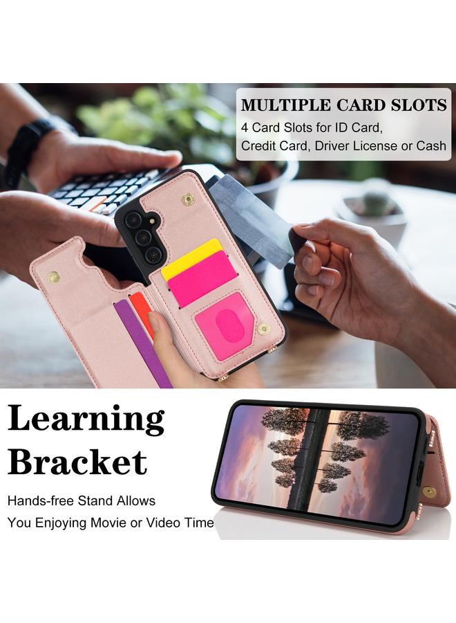 S-TOP Case For Samsung Galaxy A35 5G / 4G Double Bckle Card Slot Full Coverage Phone Case with Cross-body Strap - Image 4