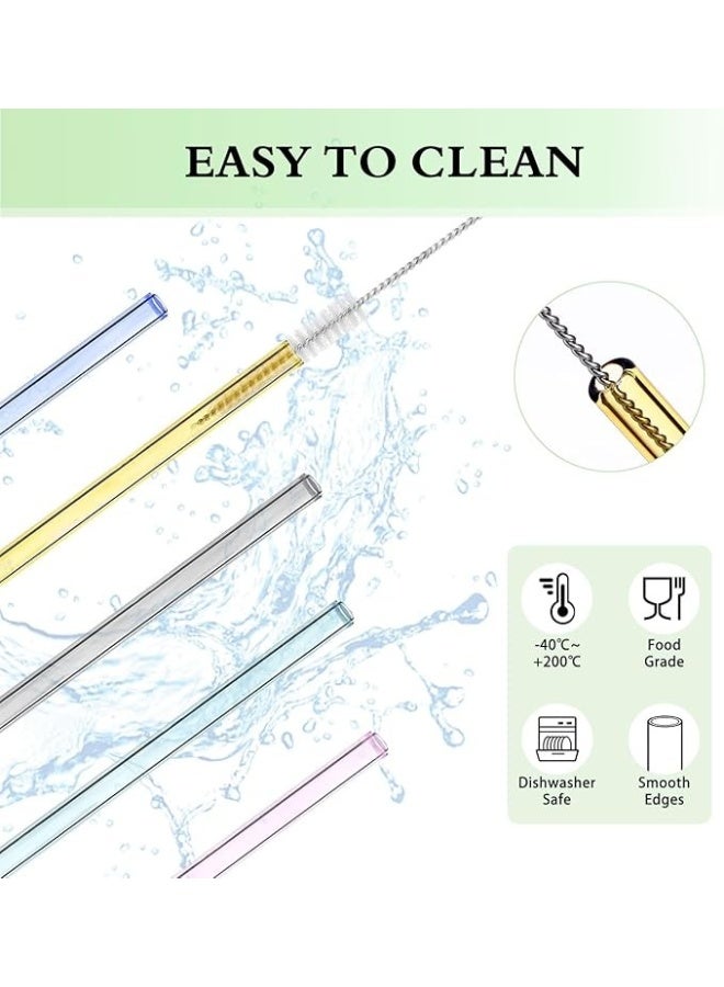 يشارك 8 قطع من مصاصات الزجاج المقاومة للكسر بطول 8 بوصات، مصاصة زجاجية قابلة لإعادة الاستخدام مع فرشاة تنظيف آمنة للاستخدام في غسالة الأطباق، مصاصات شرب مثالية للكوكتيلات والعصائر والقهوة والعصير باللون الأبيض - Image 4