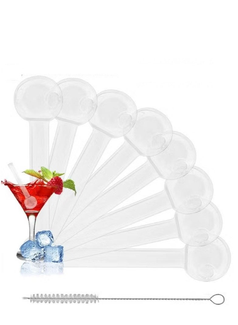 يشارك 8 قطع من مصاصات الزجاج المقاومة للكسر بطول 8 بوصات، مصاصة زجاجية قابلة لإعادة الاستخدام مع فرشاة تنظيف آمنة للاستخدام في غسالة الأطباق، مصاصات شرب مثالية للكوكتيلات والعصائر والقهوة والعصير باللون الأبيض - Image 1