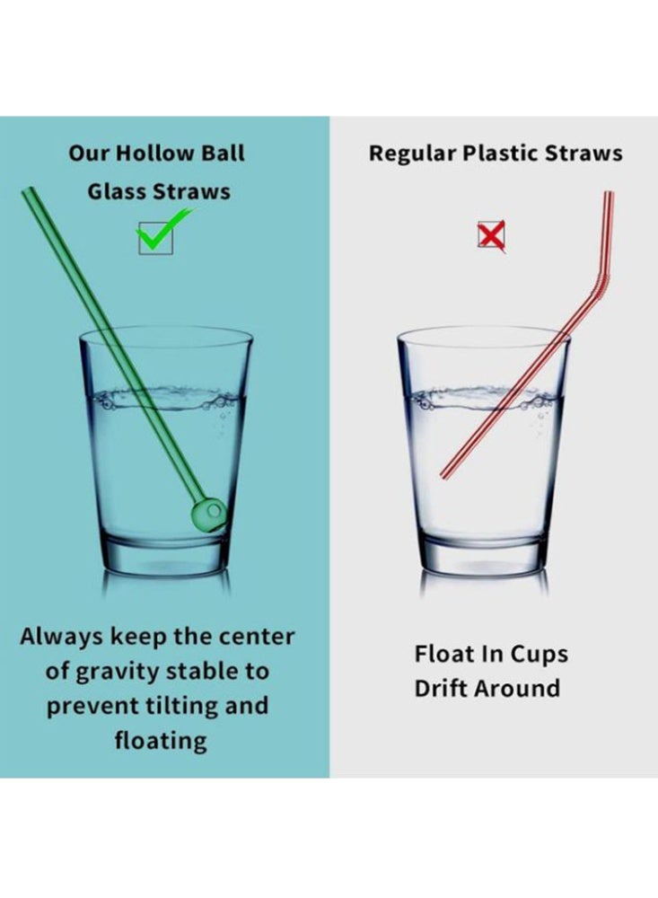 يشارك 8 قطع من مصاصات الزجاج المقاومة للكسر بطول 8 بوصات، مصاصة زجاجية قابلة لإعادة الاستخدام مع فرشاة تنظيف آمنة للاستخدام في غسالة الأطباق، مصاصات شرب مثالية للكوكتيلات والعصائر والقهوة والعصير باللون الأبيض - Image 5