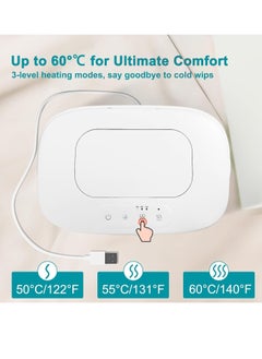 General Baby wipes heater with night light, adjustable diaper wipes heater with USB data cable, wipes heater with digital display and wipes dispenser, heater thermostatic wipes box for home travel  - Image 2