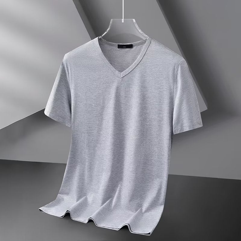 Trendy Simple Short-Sleeved Harajuku Men'S T-Shirt Fashionable Brand Summer Standard City Style Fashionable Youth Popular V-Neck T-Shirt - Image 3