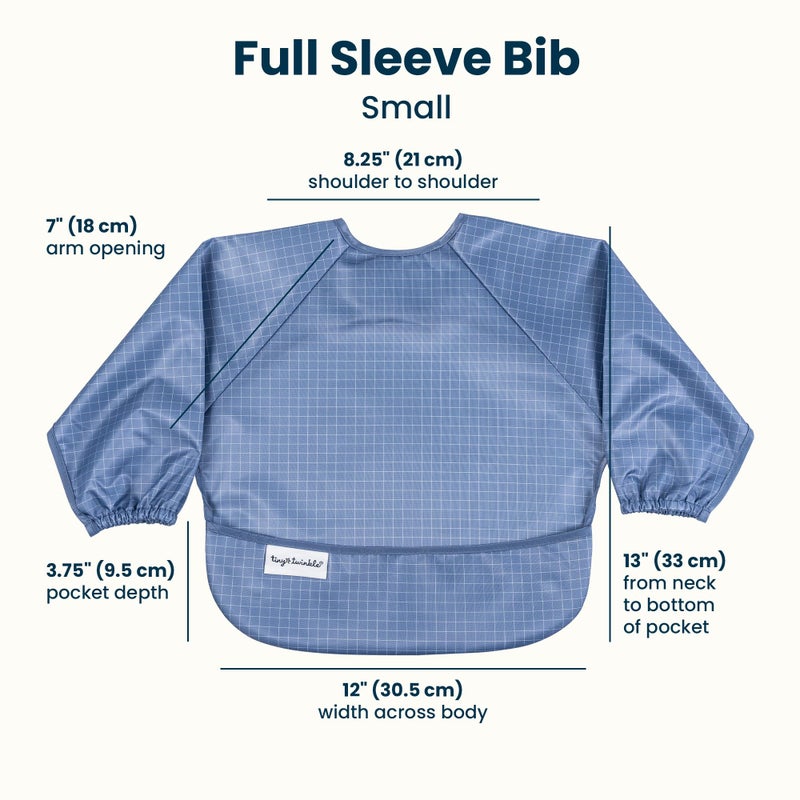 Tiny Twinkle Long Sleeve Bib for Babies & Toddlers | Waterproof Smock Bib for Eating | Machine Washable & Mess-Proof Feeding Essentials | Newborn Shower Gift (Grid, Small 6-24 Months) - Image 5