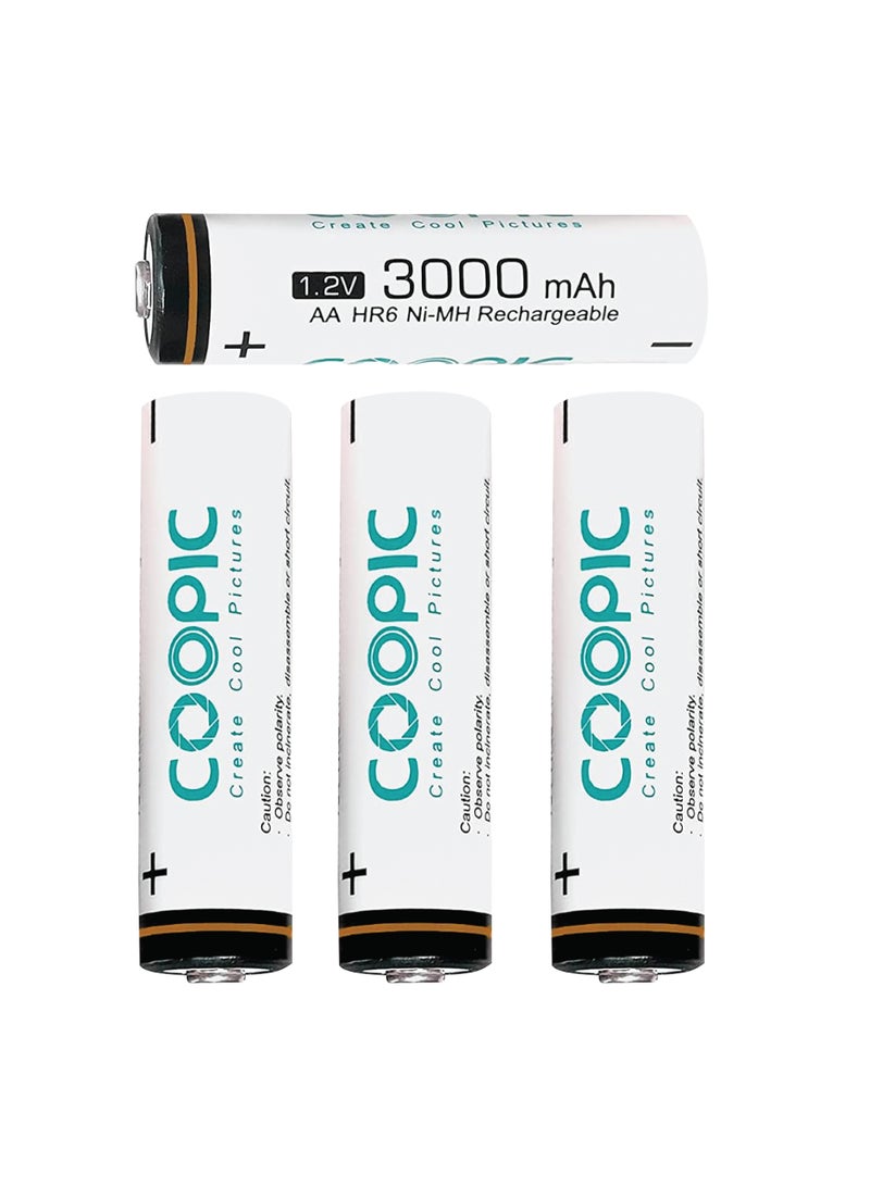 Coopic 4pcs 3000mAh AA HR6 Ni-MH Pre-charged type Rechargeable Battery - Image 1