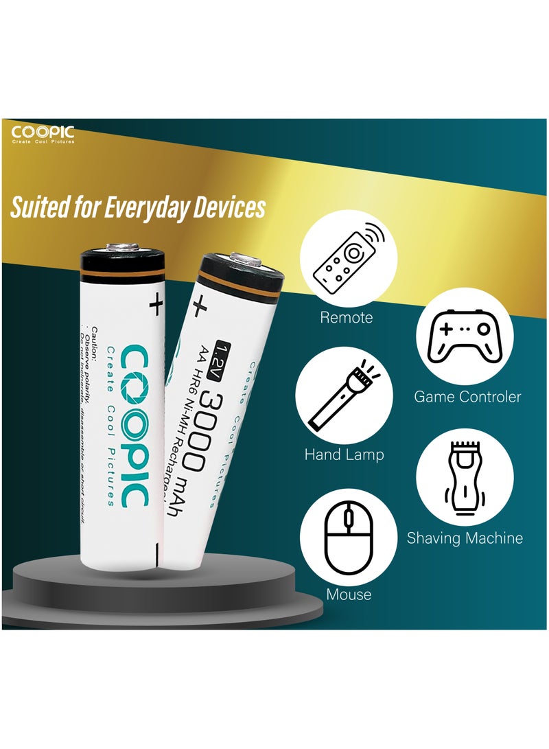 Coopic 4pcs 3000mAh AA HR6 Ni-MH Pre-charged type Rechargeable Battery - Image 5