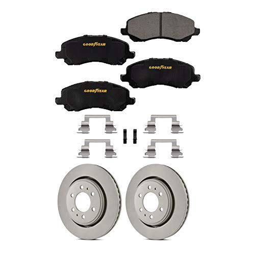 Goodyear Anti Ox Polished Front Brake Kits Rotors & Ceramic Pads For Chrysler,Dodge,Jeep,Mitsubishi & More PRK39641F - Image 1