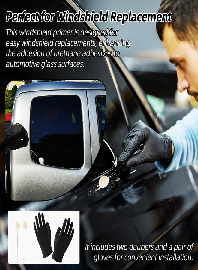 Calvana 1 fl.oz Windshield Primer, Urethane Primer for Automotive, Promotes Adhesion of Polyurethane Sealants, UV Resistant, Fast Drying, with 1 Pair Gloves, 2 Applicator Sticks, Black - Image 3
