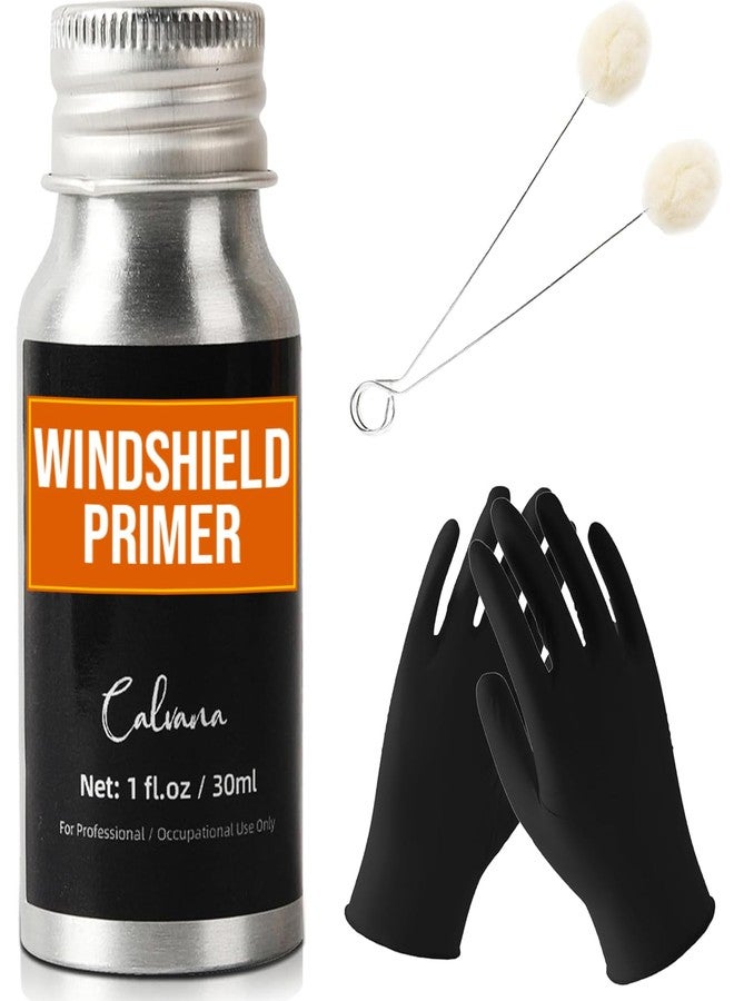Calvana 1 fl.oz Windshield Primer, Urethane Primer for Automotive, Promotes Adhesion of Polyurethane Sealants, UV Resistant, Fast Drying, with 1 Pair Gloves, 2 Applicator Sticks, Black - Image 1