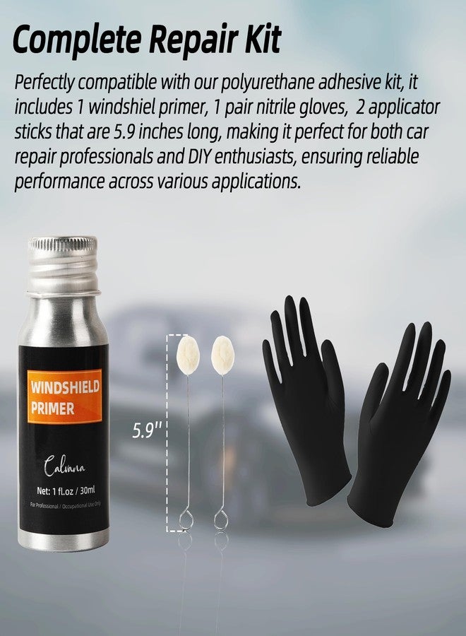 Calvana 1 fl.oz Windshield Primer, Urethane Primer for Automotive, Promotes Adhesion of Polyurethane Sealants, UV Resistant, Fast Drying, with 1 Pair Gloves, 2 Applicator Sticks, Black - Image 2
