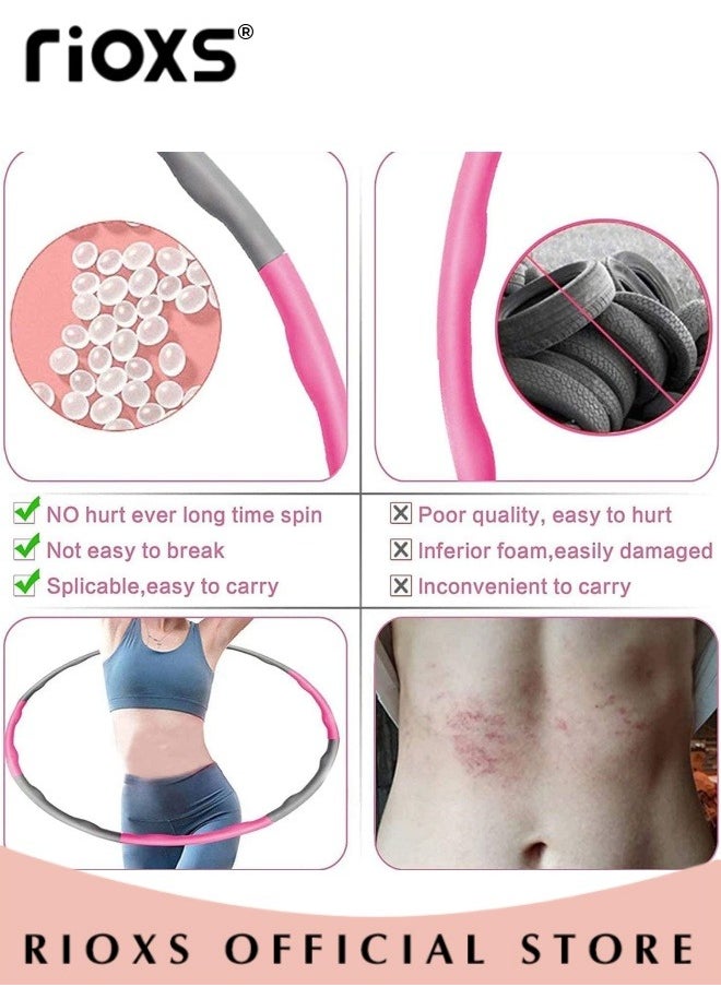 RIOXS - Weighted Hula Hoop 8 Segment Removable Hula Hoop with Exercise Belt Adult Weight Loss Adjustable Hula Hoop Exercise Hula Hoop with Soft Padding and Wavy Ridges - Image 1