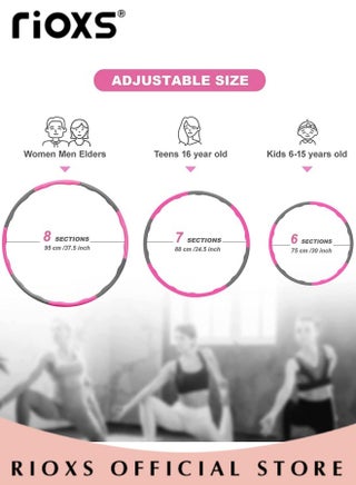 Unisex Weighted Hula Hoop, 8 Segment Removable Hula Hoop with Exercise Belt for Men, Adult Weight Loss Adjustable Hula Hoop, Exercise Hula Hoop with Soft Padding and Wavy Ridges for Women, Easy Use at Home and Outdoor - view 4