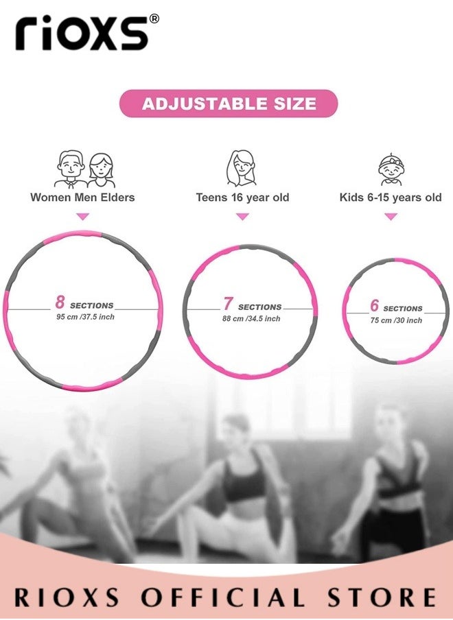 RIOXS - Weighted Hula Hoop 8 Segment Removable Hula Hoop with Exercise Belt Adult Weight Loss Adjustable Hula Hoop Exercise Hula Hoop with Soft Padding and Wavy Ridges - Image 1
