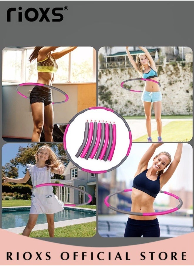 RIOXS - Weighted Hula Hoop 8 Segment Removable Hula Hoop with Exercise Belt Adult Weight Loss Adjustable Hula Hoop Exercise Hula Hoop with Soft Padding and Wavy Ridges - Image 1