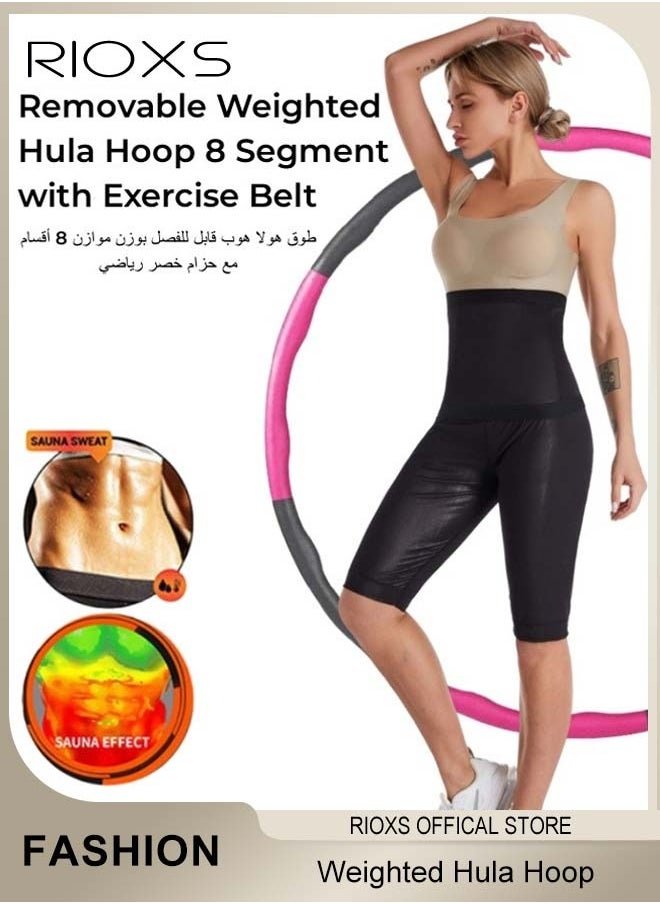 RIOXS - Weighted Hula Hoop 8 Segment Removable Hula Hoop with Exercise Belt Adult Weight Loss Adjustable Hula Hoop Exercise Hula Hoop with Soft Padding and Wavy Ridges - Image 1