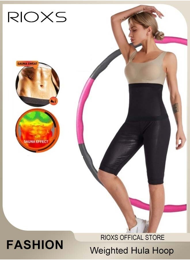 RIOXS - Weighted Hula Hoop 8 Segment Removable Hula Hoop with Exercise Belt Adult Weight Loss Adjustable Hula Hoop Exercise Hula Hoop with Soft Padding and Wavy Ridges - Image 1